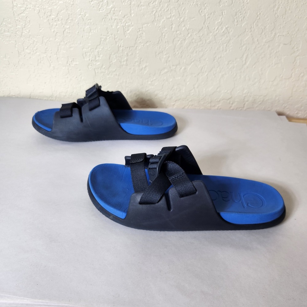 Chaco Kids Chillos Slide Sandals Blue Black Adjustable Straps Size 6 Junior